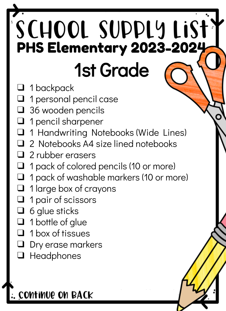 School Supply List 20232024