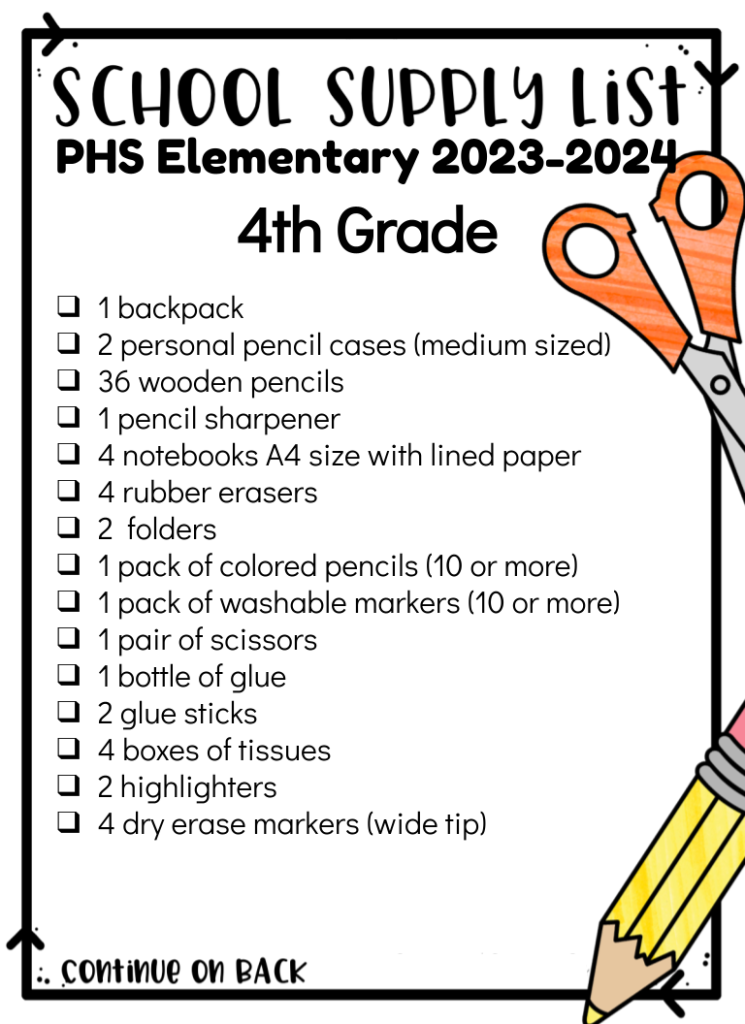 School Supply List 20232024
