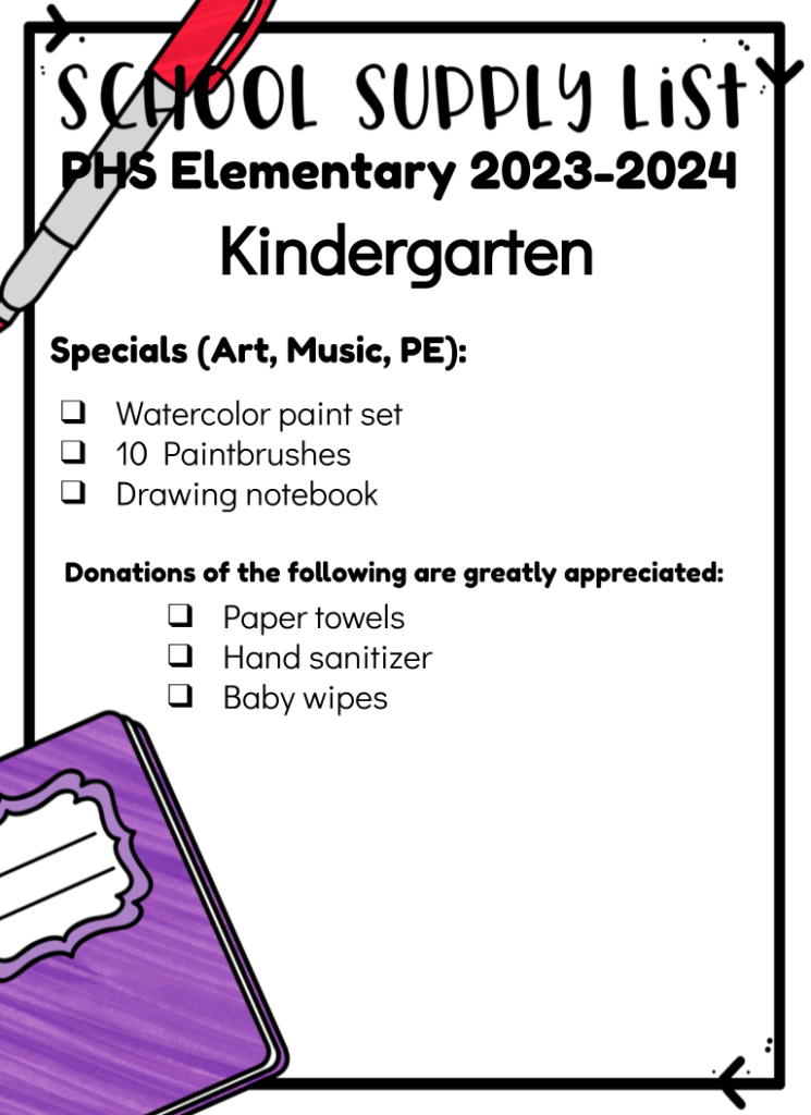 School Supply List 20232024