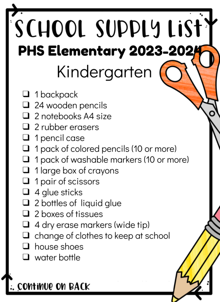 School Supply List 20232024