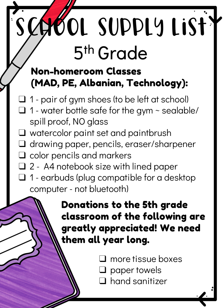 School Supply List 20242025